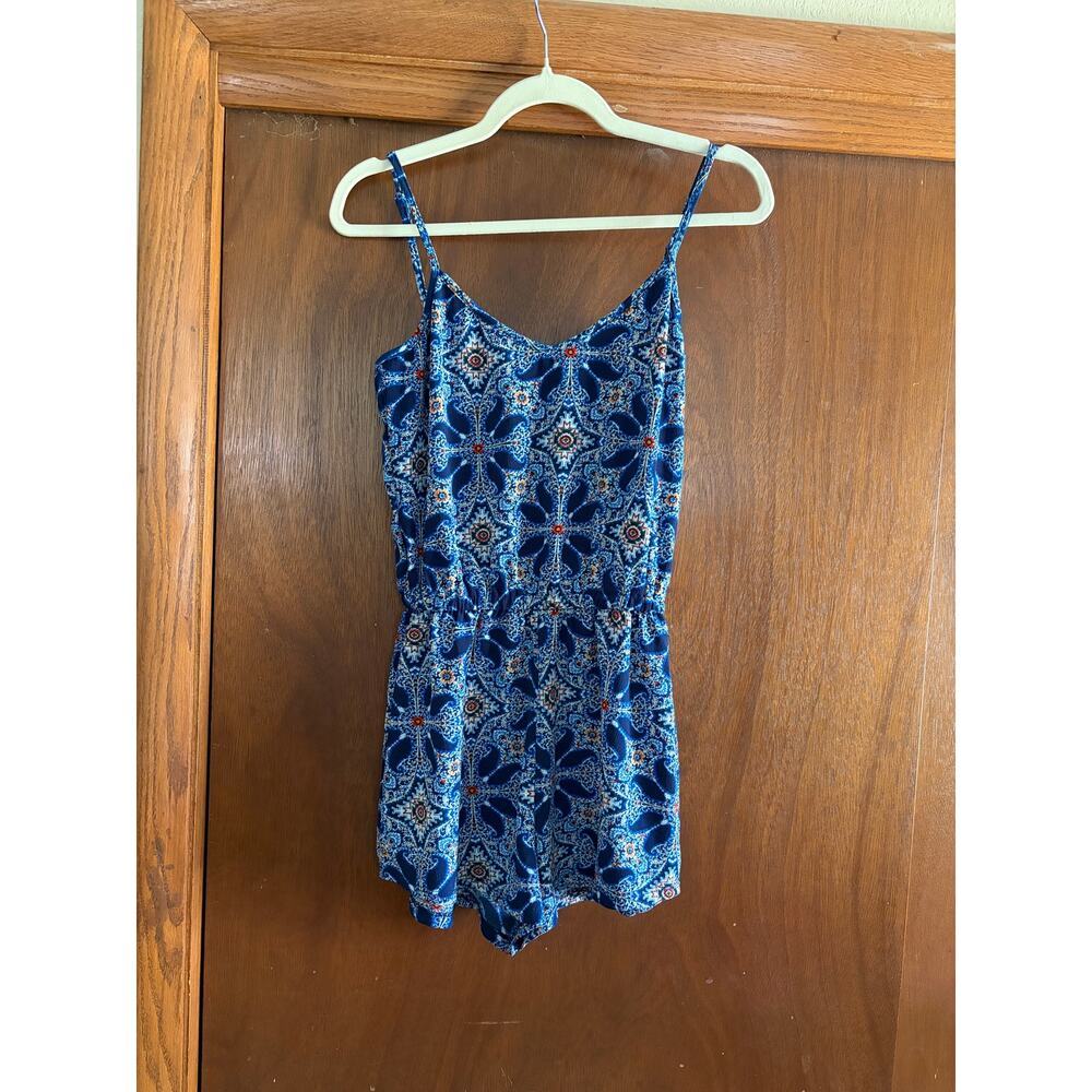 Show Me Your Mumu Blue Paisley Print Sleeveless Romper Size Small